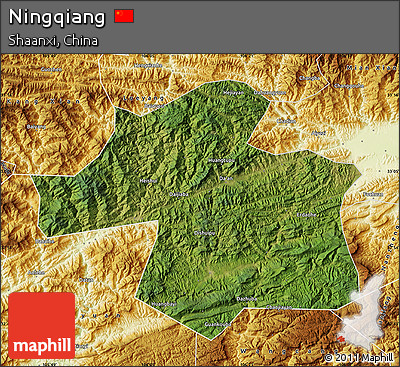 Satellite Map of Ningqiang, physical outside