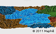 Political Panoramic Map of Ningqiang, darken