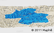 Political Panoramic Map of Ningqiang, shaded relief outside
