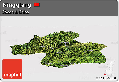 Satellite Panoramic Map of Ningqiang, cropped outside