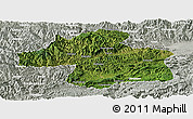Satellite Panoramic Map of Ningqiang, lighten, semi-desaturated