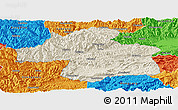 Shaded Relief Panoramic Map of Ningqiang, political outside