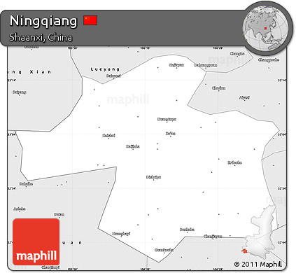 Silver Style Simple Map of Ningqiang