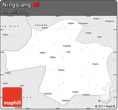 Silver Style Simple Map of Ningqiang