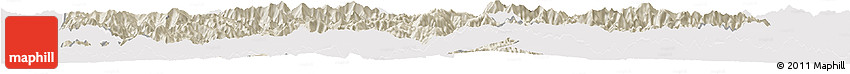 Shaded Relief Horizon Map of Ningshan, cropped outside