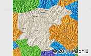 Shaded Relief Map of Ningshan, political outside