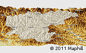 Shaded Relief Panoramic Map of Ningshan, physical outside