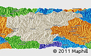 Shaded Relief Panoramic Map of Ningshan, political outside
