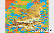 Physical Panoramic Map of Shaanxi, political outside