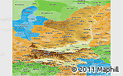 Physical Panoramic Map of Shaanxi, political shades outside