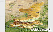 Physical Panoramic Map of Shaanxi, satellite outside