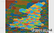 Political Panoramic Map of Shaanxi, darken