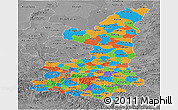 Political Panoramic Map of Shaanxi, desaturated