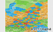 Political Panoramic Map of Shaanxi, political shades outside