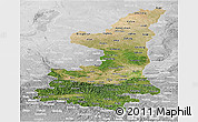 Satellite Panoramic Map of Shaanxi, lighten, desaturated