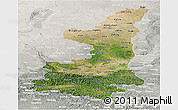 Satellite Panoramic Map of Shaanxi, lighten, semi-desaturated
