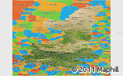 Satellite Panoramic Map of Shaanxi, political outside