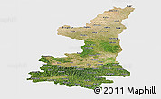 Satellite Panoramic Map of Shaanxi, single color outside