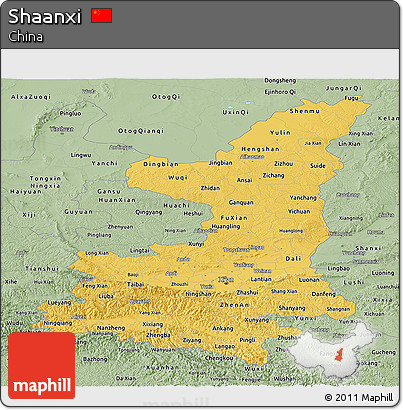 Savanna Style Panoramic Map of Shaanxi