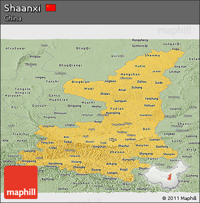 Savanna Style Panoramic Map of Shaanxi