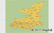 Savanna Style Panoramic Map of Shaanxi, single color outside