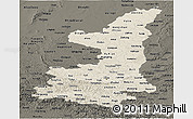 Shaded Relief Panoramic Map of Shaanxi, darken