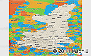 Shaded Relief Panoramic Map of Shaanxi, political outside