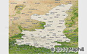 Shaded Relief Panoramic Map of Shaanxi, satellite outside