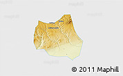 Physical 3D Map of Qian Xian, single color outside