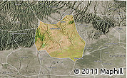 Satellite 3D Map of Qian Xian, semi-desaturated