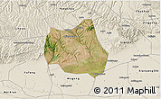 Satellite 3D Map of Qian Xian, shaded relief outside