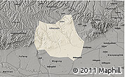 Shaded Relief 3D Map of Qian Xian, darken, semi-desaturated