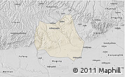 Shaded Relief 3D Map of Qian Xian, desaturated