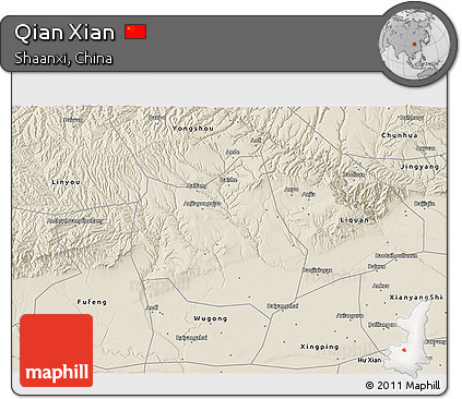 Shaded Relief 3D Map of Qian Xian