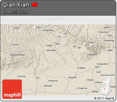 Shaded Relief 3D Map of Qian Xian