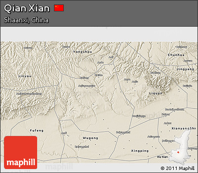 Shaded Relief 3D Map of Qian Xian