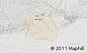 Shaded Relief 3D Map of Qian Xian, lighten, semi-desaturated