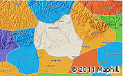 Shaded Relief 3D Map of Qian Xian, political outside