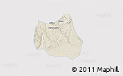 Shaded Relief 3D Map of Qian Xian, single color outside