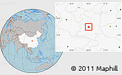 Gray Location Map of Qian Xian, highlighted country, hill shading