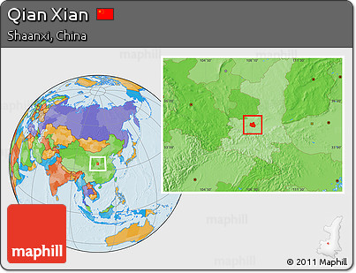 Political Location Map of Qian Xian