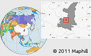 Political Location Map of Qian Xian, highlighted country, highlighted parent region