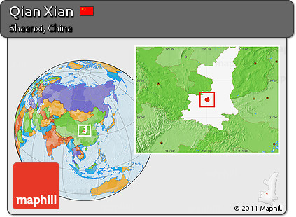 Political Location Map of Qian Xian, highlighted parent region