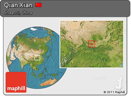 Satellite Location Map of Qian Xian