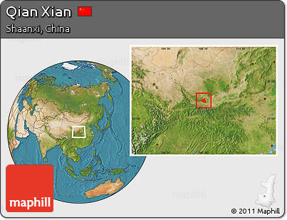 Satellite Location Map of Qian Xian