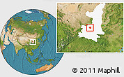Satellite Location Map of Qian Xian, highlighted parent region