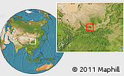 Satellite Location Map of Qian Xian
