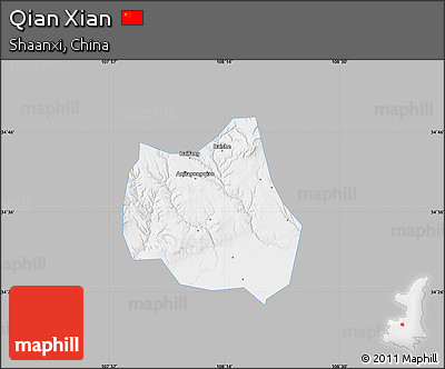Gray Map of Qian Xian, single color outside