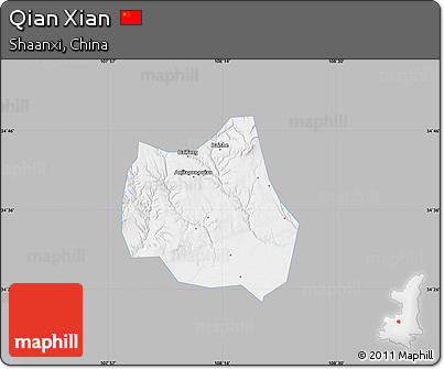 Gray Map of Qian Xian, single color outside