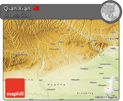 Physical Map of Qian Xian